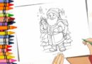 desenho de papai noel e arvore de natal para colorir